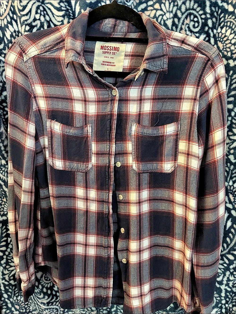 Mossimo Plaid Button Down in Blue & Red Size Small